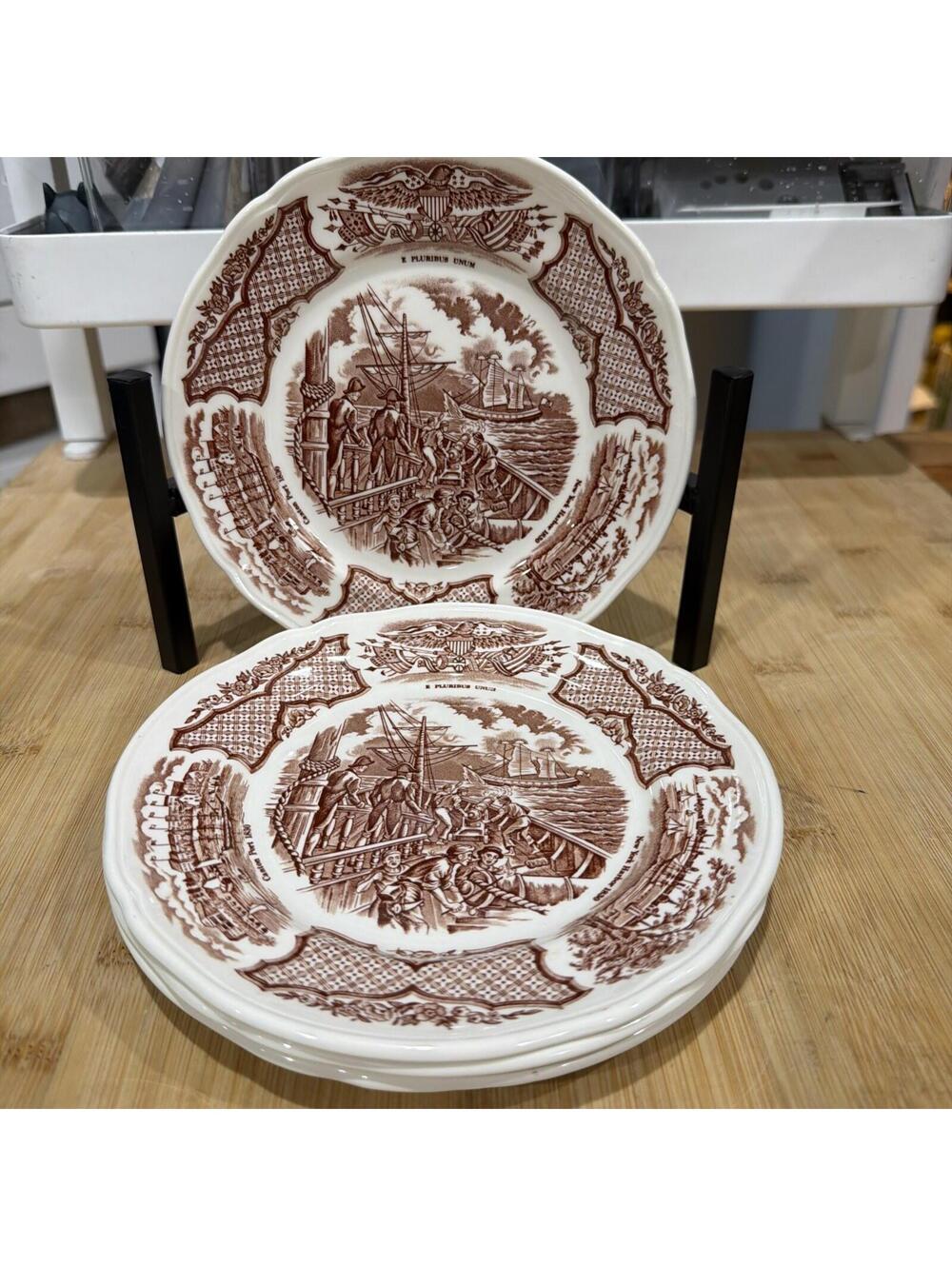 4 VTG Alfred Meakin Staffordshire England Fair Winds Salad 7” Dessert Plates *